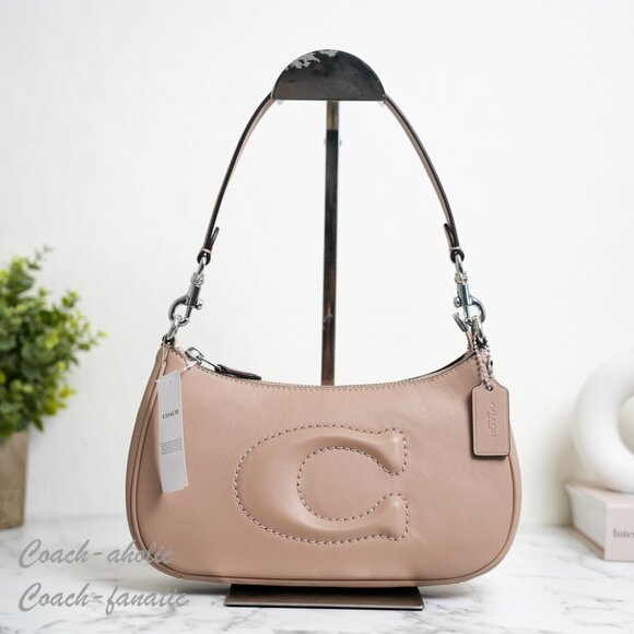 NWT Coach CR099 Teri Smooth Leather Crossbody Bag Purse in Silver/Taupe - Picture 2 of 11